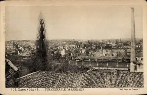 Ak Sermaize les Bains Marne,  1914-15, Ortsansicht