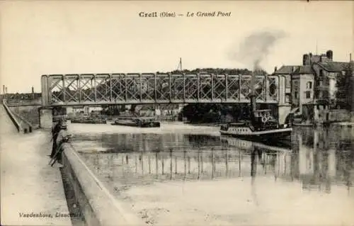 Ak Creil Oise, Le Grand Pont