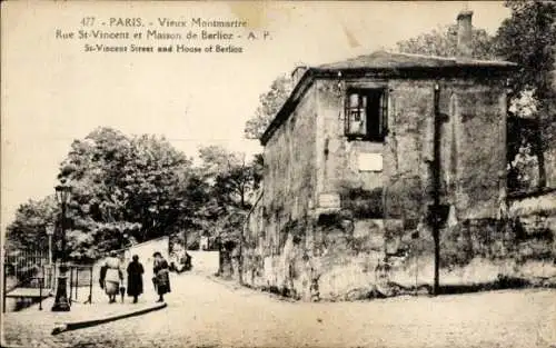 Ak Paris XVIII Montmartre, Rue St-Vincent, Maison de Berlioz