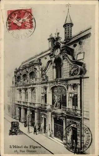 Ak Paris IX, Hotel du Figaro, 26 Rue Drouot