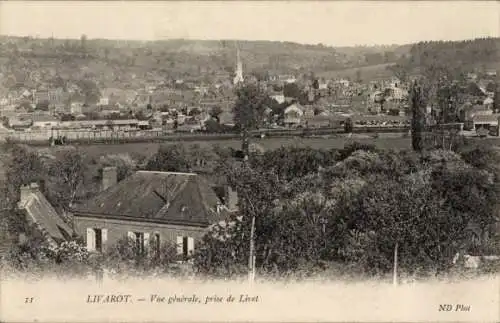 Ak Livarot Calvados, Vue generale, prise de Livet