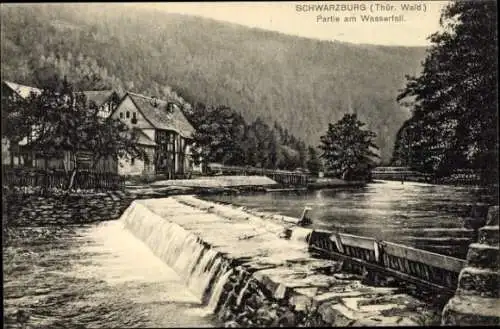 Ak Schwarzburg in Thüringen, Partie am Wasserfall