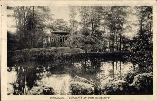 Ak Duisburg im Ruhrgebiet, Teichpartie am Kaiserberg