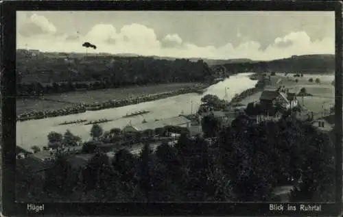 Ak Hügel Essen im Ruhrgebiet, Blick ins Ruhrtal