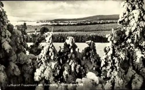 Ak Frauenwald am Rennsteig Ilmenau in Thüringen, Panorama, Winteransicht