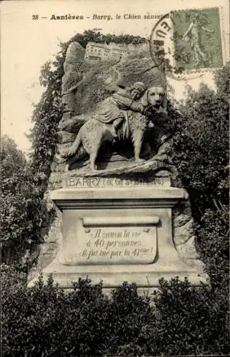 Ak Asnières sur Seine Hauts de Seine, Hundefriedhof, Barry, der Rettungshund