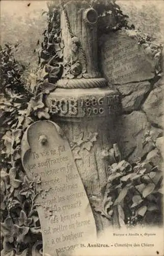 Ak Asnières sur Seine Hauts de Seine, Hundefriedhof