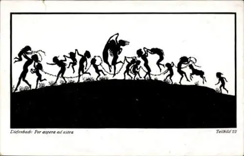Scherenschnitt Künstler Ak Diefenbach, Per aspera ad astra, Teilbild 22