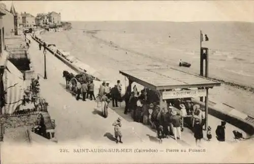 Ak Saint Aubin sur Mer Calvados, Pierre au Poisson, H. Quiquemellee