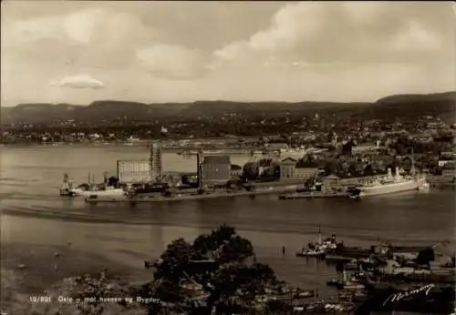 Ak Oslo Norwegen, Panorama, Hafen, Bygdøy