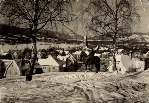 Ak Lillehammer Norwegen, Ortspartie im Winter