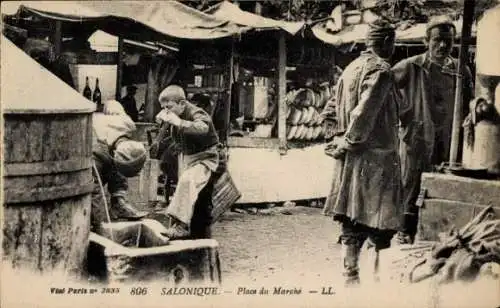 Ak Thessaloniki Saloniki Griechenland, Place du Marché