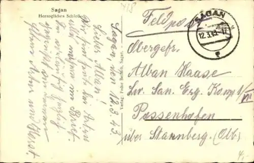 Ak Żagań Sagan Schlesien, Herzogliches Theater