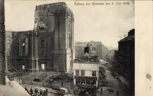 Ak Hamburg Mitte Neustadt, Michaeliskirche, Kirche St. Michaelis, Ruinen nach dem Brand 1906