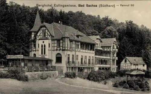 Foto Ak Bad Sachsa in Niedersachsen, Berghotel Eulingswiese, Gartenansicht, Terrasse