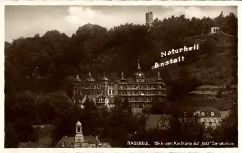 Ak Radebeul in Sachsen, Blick vom Kirchturm, Bitz-Sanatorium, Naturheilanstalt