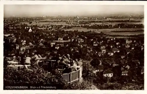 Ak Kötzschenbroda Radebeul in Sachsen, Blick von Friedensburg, Panorama