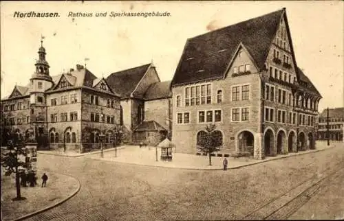 Ak Nordhausen am Harz, Rathaus, Sparkasse