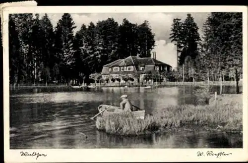 Ak Lindenberg im Allgäu Schwaben, Waldsee, Wirtschaft, Ruderboot