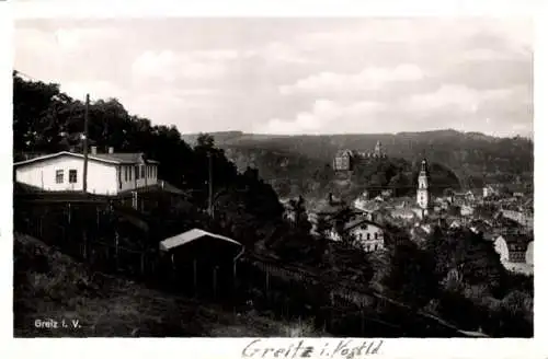 Ak Greiz im Vogtland Thüringen, Teilansicht, Kirche, Jugendherberge