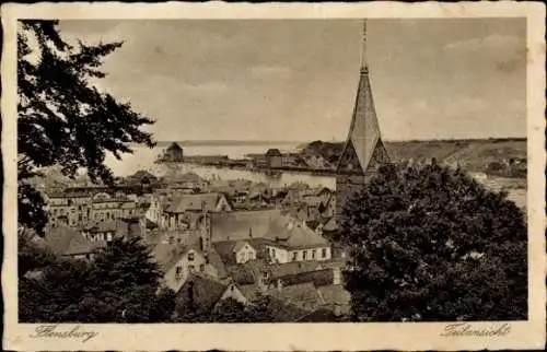 Ak Flensburg in Schleswig Holstein, Teilansicht, Kirchturm