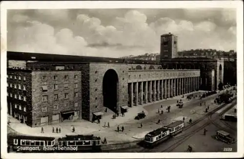 Ak Stuttgart in Württemberg, Hauptbahnhof, Straßenbahnen