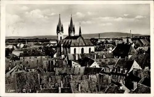 Ak Cheb Eger Region Karlsbad, Teilansicht, Vogelschau