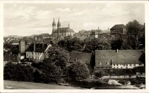 Ak Cheb Eger Reg. Karlsbad, Gesamtansicht der Stadt, St. Nikolaus Kirche