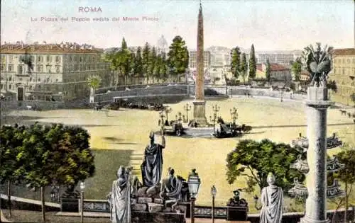 Ak Roma Rom Lazio, Piazza del Popolo vista dal Monte Pincio