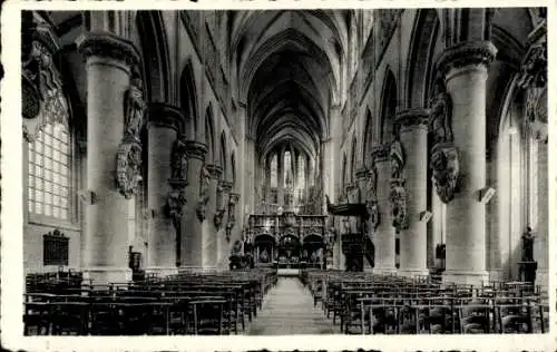 Ak Lier Lierre Flandern Antwerpen, St. Gummarus Kirche, Innenansicht