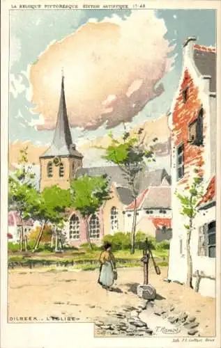 Künstler Litho Ranot, F., Dilbeek Flandern Flämisch Brabant, Die Kirche