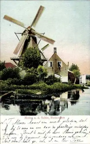 Ak Rotterdam Südholland Niederlande, Molen, Schie