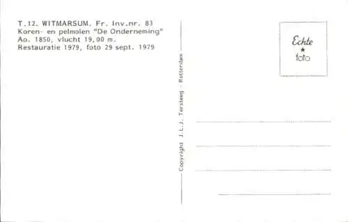 Ak Witmarsum Fryslân Niederlande, Molen De Onderneming