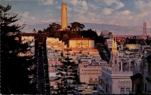 Ak San Francisco Kalifornien USA, historischer Telegraph Hill, berühmter Coit Tower