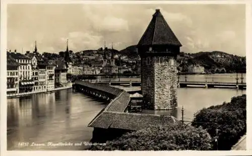 Ak Luzern Stadt Schweiz, Kapellbrücke, Wasserturm