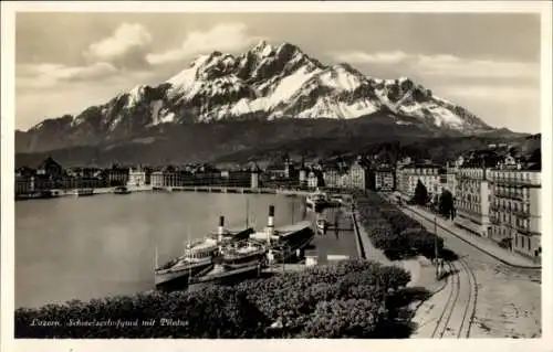 Ak Luzern Stadt Schweiz, Schweizerhofquai mit Pilatus