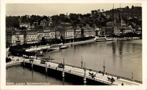 Ak Luzern Stadt Schweiz, Schweizerhofquai, Dampfer