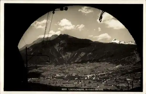 Ak Brigue Brig Glis Kanton Wallis, Lötschberg Tunnel, Ortspanorama