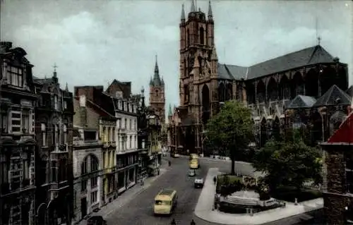 Ak Gand Gent Ostflandern, St. Bavo-Kathedrale, Denkmal der Brüder Van Eyck