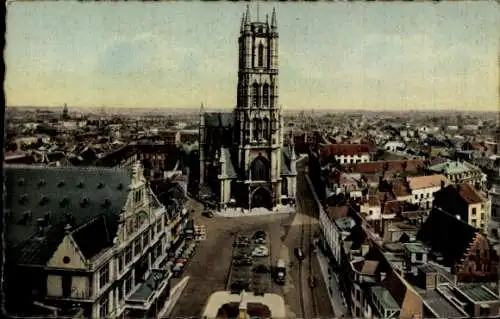 Ak Gand Gent Ostflandern, St. Bavo-Kathedrale, Panorama