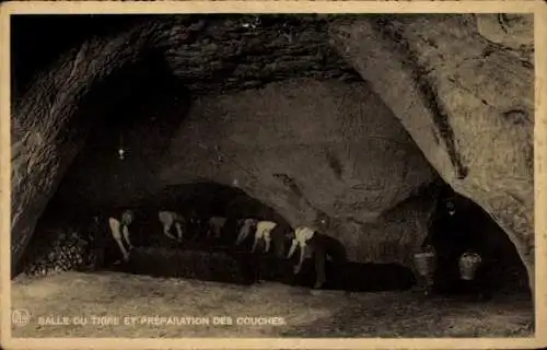 Ak Folx-les-Caves Wallonisch Brabant, Salle du Tigre et Preparation des Couches