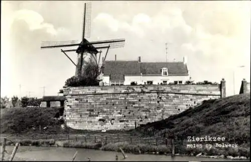 Ak Zierikzee Zeeland, Mühle am Bolwerk