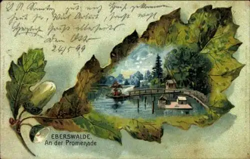 Eichenblatt Künstler Litho Eberswalde in der Mark, An der Promenade