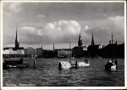 Ak Hamburg Mitte Neustadt, Binnen Alster, Boote