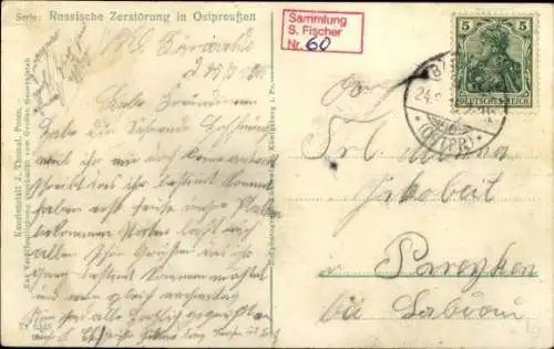 Ak Schelesnodoroschny Gerdauen Ostpreußen, Kriegszerstörungen, I. WK