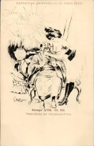 Künstler Ak Mouton, Exposition Universelle de Paris 1900, Procedes de Colonisation