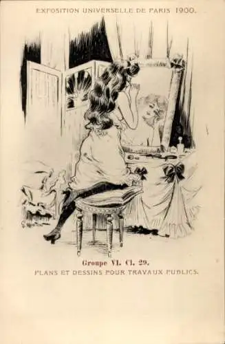 Künstler Ak Mouton, Exposition Universelle de Paris 1900, plans et dessins pour travaux publics