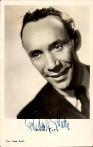 Ak Schauspieler Rudolf Platte, Portrait, Autogramm