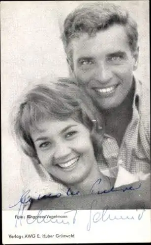 Ak Schauspieler Liselotte Pulver und Helmut Schmid, Portrait, Autogramme