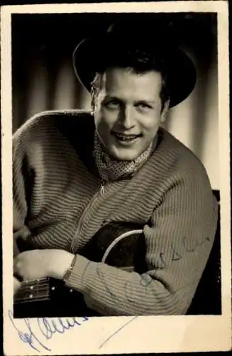 Ak Schauspieler Hanns Petersen, Portrait, Gitarre, Autogramm